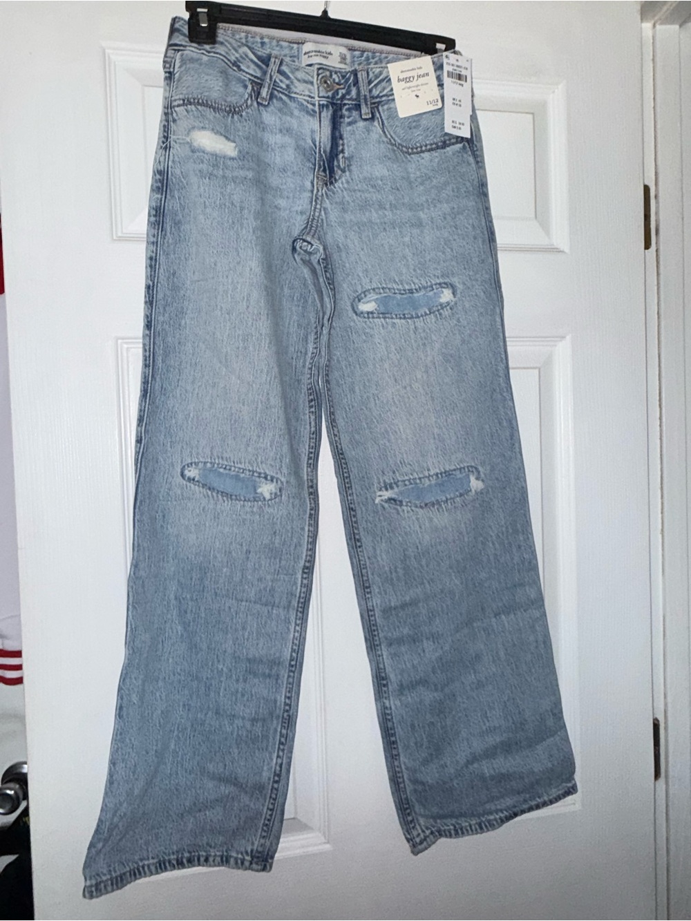 abercrombie kids Light Blue Distressed Straight Jeans